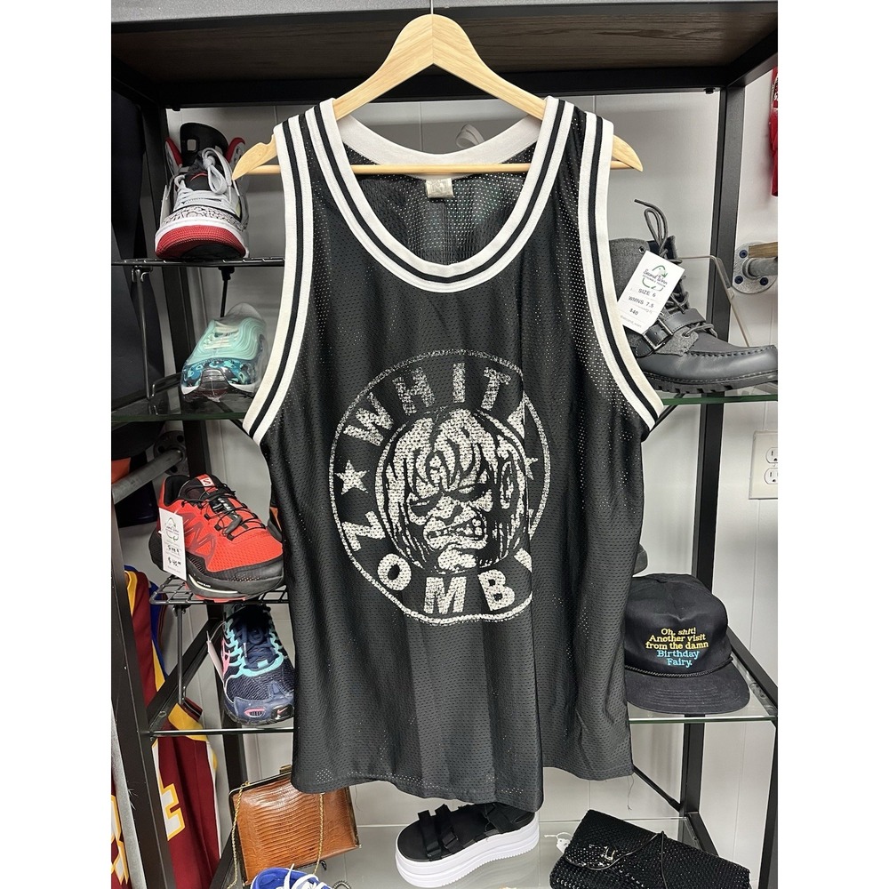 Vintage 90s White Zombie Mesh Basketball Jersey GEM Tag One Size Fits ALL